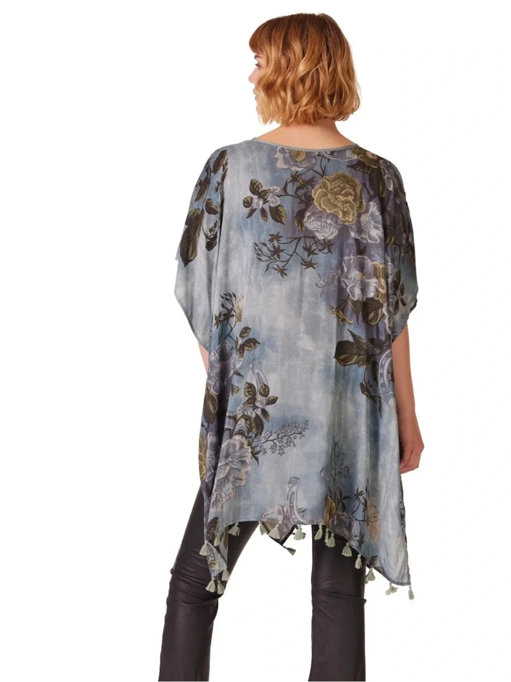 Double D Ranch Old Billie Horse floral Print tassel Poncho Dress L/XL NWT $295